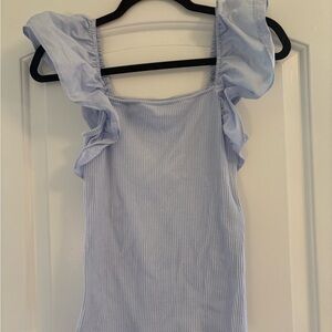 A New Day Light Blue Ruffle Blouse